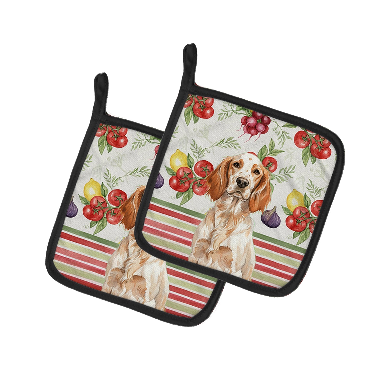 Orange Belton English Setter Vegetables Pot Holder Set of 2 Heat Resistant Quilted Hot Pads 7.5 x 7.5 Inch, Insulated Kitchen Trivets for Cooking & Baking