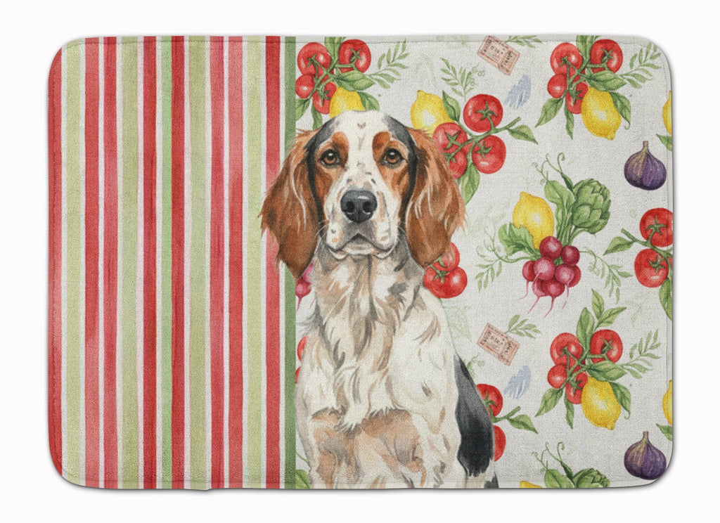 Tricolor English Setter Vegetables Memory Foam Kitchen Mat Machine Washable Anti-Fatigue Cushion Comfort Bath or Kitchen Rug