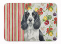 Black and White English Springer Spaniel Vegetables Memory Foam Kitchen Mat Machine Washable Anti-Fatigue Cushion Comfort Bath or Kitchen Rug