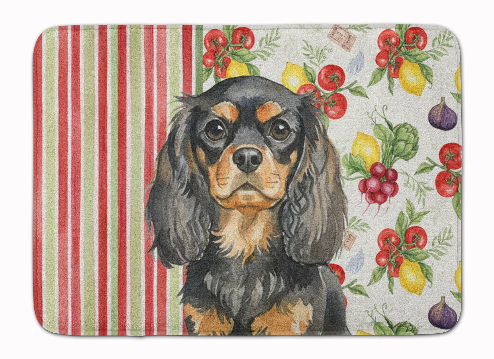 Black and Tan English Toy Spaniel Vegetables Memory Foam Kitchen Mat Machine Washable Anti-Fatigue Cushion Comfort Bath or Kitchen Rug