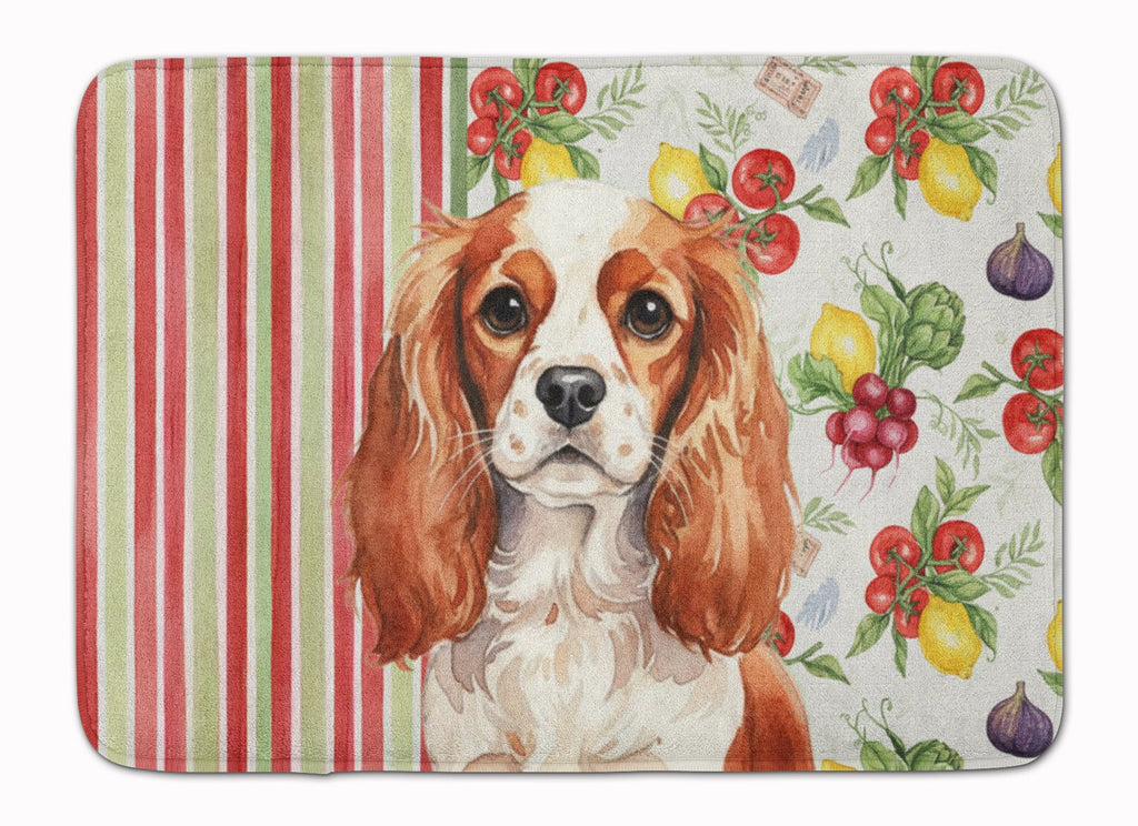Blenheim English Toy Spaniel Vegetables Memory Foam Kitchen Mat Machine Washable Anti-Fatigue Cushion Comfort Bath or Kitchen Rug