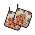 Ruby English Toy Spaniel Vegetables Pot Holder Set of 2 Heat Resistant Quilted Hot Pads 7.5 x 7.5 Inch, Insulated Kitchen Trivets for Cooking & Baking