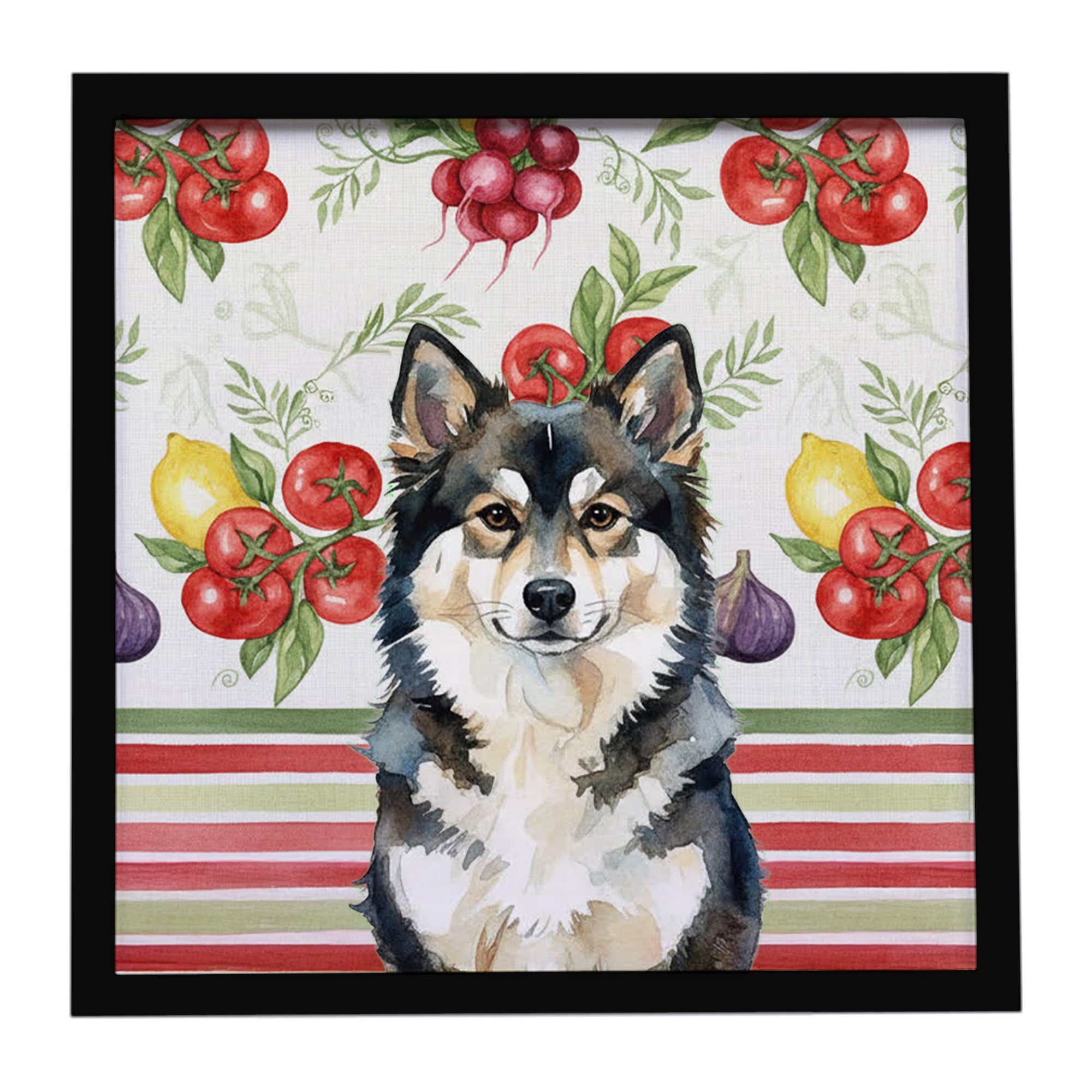 Finnish Lapphund Vegetables Framed Metal Print Bathroom, Kitchen, Office, Home Decor Wall Art Ready to Hang, Square, 8X8