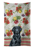 Black Flat-Coated Retriever Vegetables Kitchen Towel Velour Plush Front and Cotton Loop Back Machine Washable