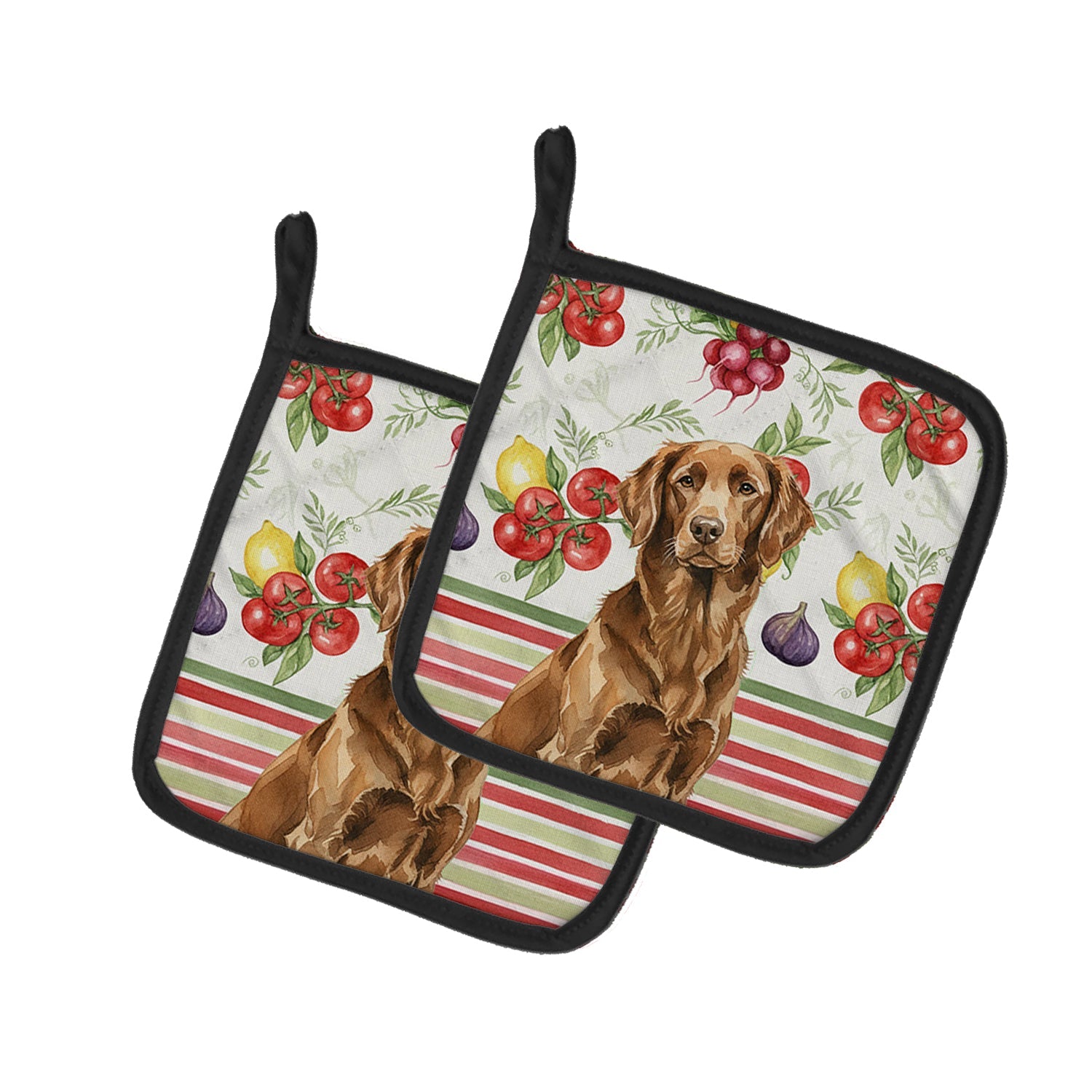 Liver Flat-Coated Retriever Vegetables Pot Holder Set of 2 Heat Resistant Quilted Hot Pads 7.5 x 7.5 Inch, Insulated Kitchen Trivets for Cooking & Baking