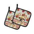 Fawn French Bulldog Vegetables Pot Holder Set of 2 Heat Resistant Quilted Hot Pads 7.5 x 7.5 Inch, Insulated Kitchen Trivets for Cooking & Baking