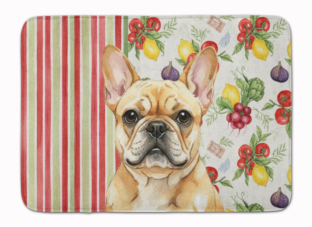 Fawn French Bulldog Vegetables Memory Foam Kitchen Mat Machine Washable Anti-Fatigue Cushion Comfort Bath or Kitchen Rug