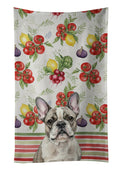 Pied French Bulldog Vegetables Kitchen Towel Velour Plush Front and Cotton Loop Back Machine Washable