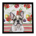 Pied French Bulldog Vegetables Framed Metal Print Bathroom, Kitchen, Office, Home Decor Wall Art Ready to Hang, Square, 8X8