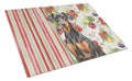 German Pinscher Vegetables Cutting Board Tempered Glass Kitchen Cutting Surface, Heat Resistant Chopping, Non-Slip Feet, Food Prep & Serving