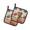 Red German Pinscher Vegetables Pot Holder Set of 2 Heat Resistant Quilted Hot Pads 7.5 x 7.5 Inch, Insulated Kitchen Trivets for Cooking & Baking