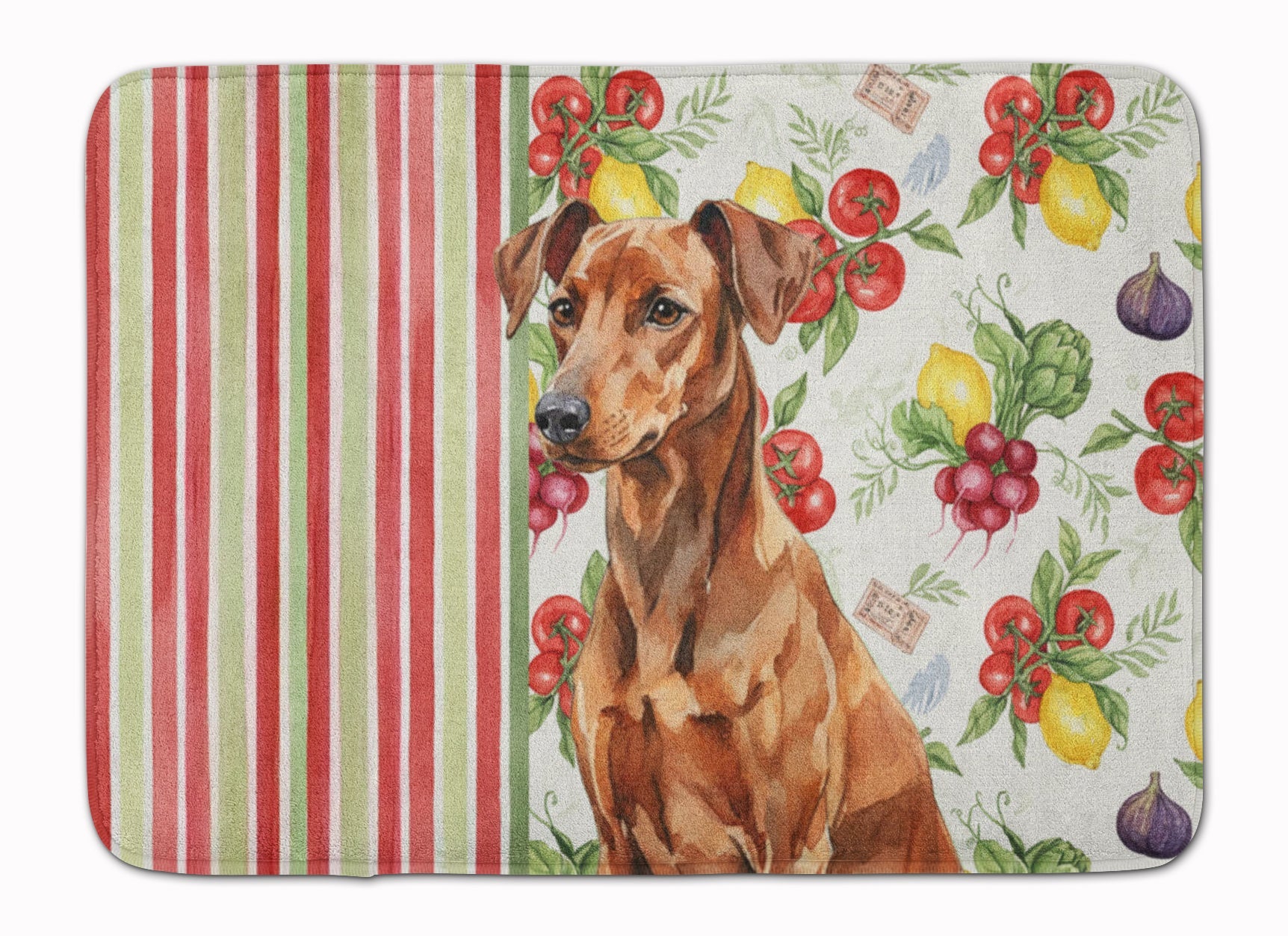 Red German Pinscher Vegetables Memory Foam Kitchen Mat Machine Washable Anti-Fatigue Cushion Comfort Bath or Kitchen Rug