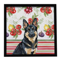 Black and Tan German Shepherd Vegetables Framed Metal Print Bathroom, Kitchen, Office, Home Decor Wall Art Ready to Hang, Square, 8X8