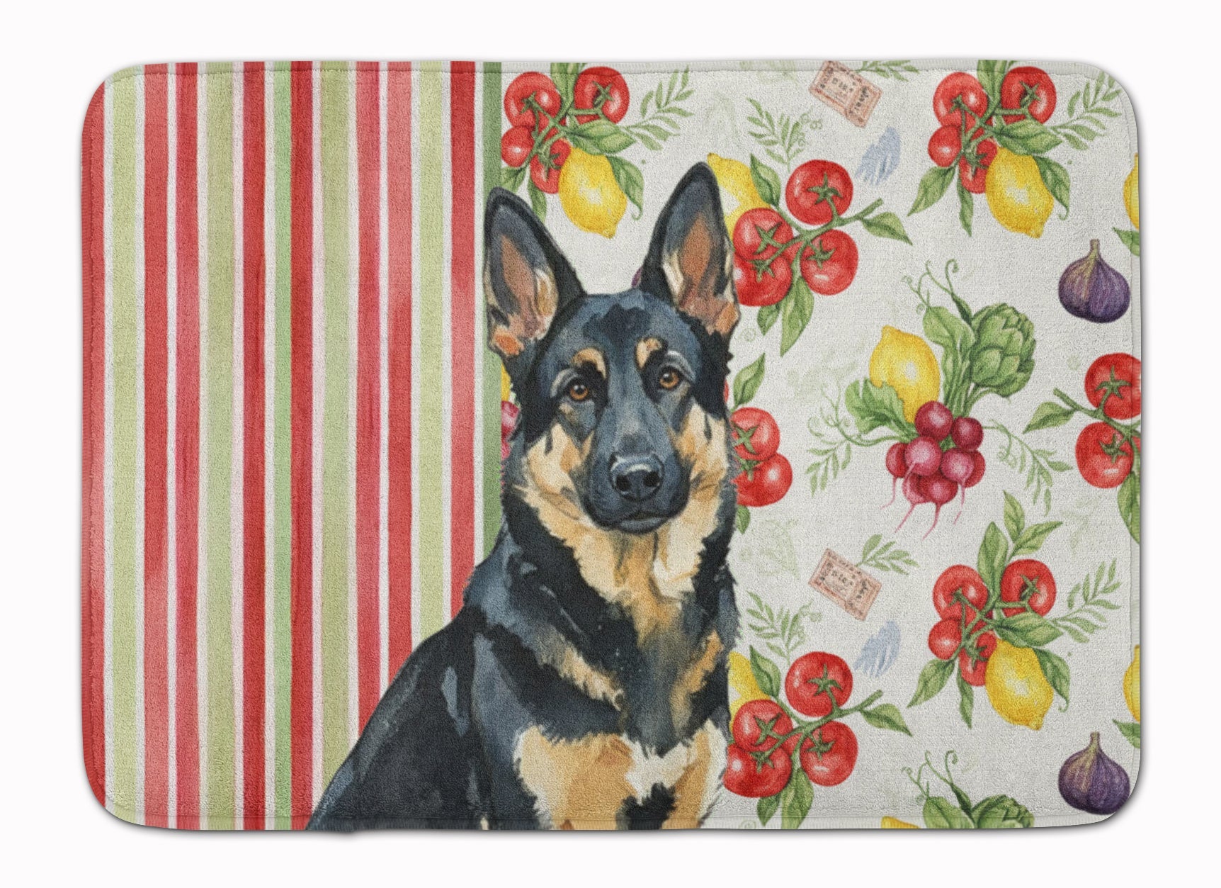 Black and Tan German Shepherd Vegetables Memory Foam Kitchen Mat Machine Washable Anti-Fatigue Cushion Comfort Bath or Kitchen Rug
