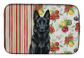 Black German Shepherd Vegetables Dish Drying Mat Absorbent Dish Drying Mat Pad for Kitchen Counter Dish Drainer Mat for Countertop, 14 x 21", Multicolor