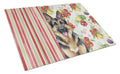 German Shepherd Vegetables Cutting Board Tempered Glass Kitchen Cutting Surface, Heat Resistant Chopping, Non-Slip Feet, Food Prep & Serving