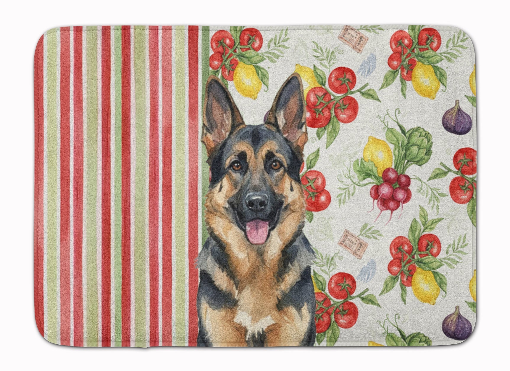 German Shepherd Vegetables Memory Foam Kitchen Mat Machine Washable Anti-Fatigue Cushion Comfort Bath or Kitchen Rug