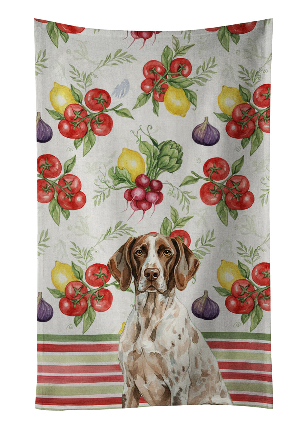 German Shorthaired Pointer Vegetables Kitchen Towel Velour Plush Front and Cotton Loop Back Machine Washable