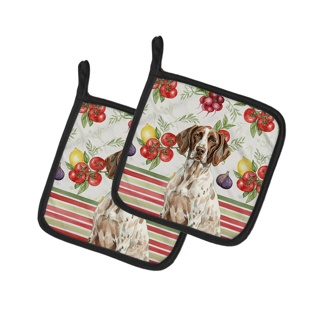 German Shorthaired Pointer Vegetables Pot Holder Set of 2 Heat Resistant Quilted Hot Pads 7.5 x 7.5 Inch, Insulated Kitchen Trivets for Cooking & Baking
