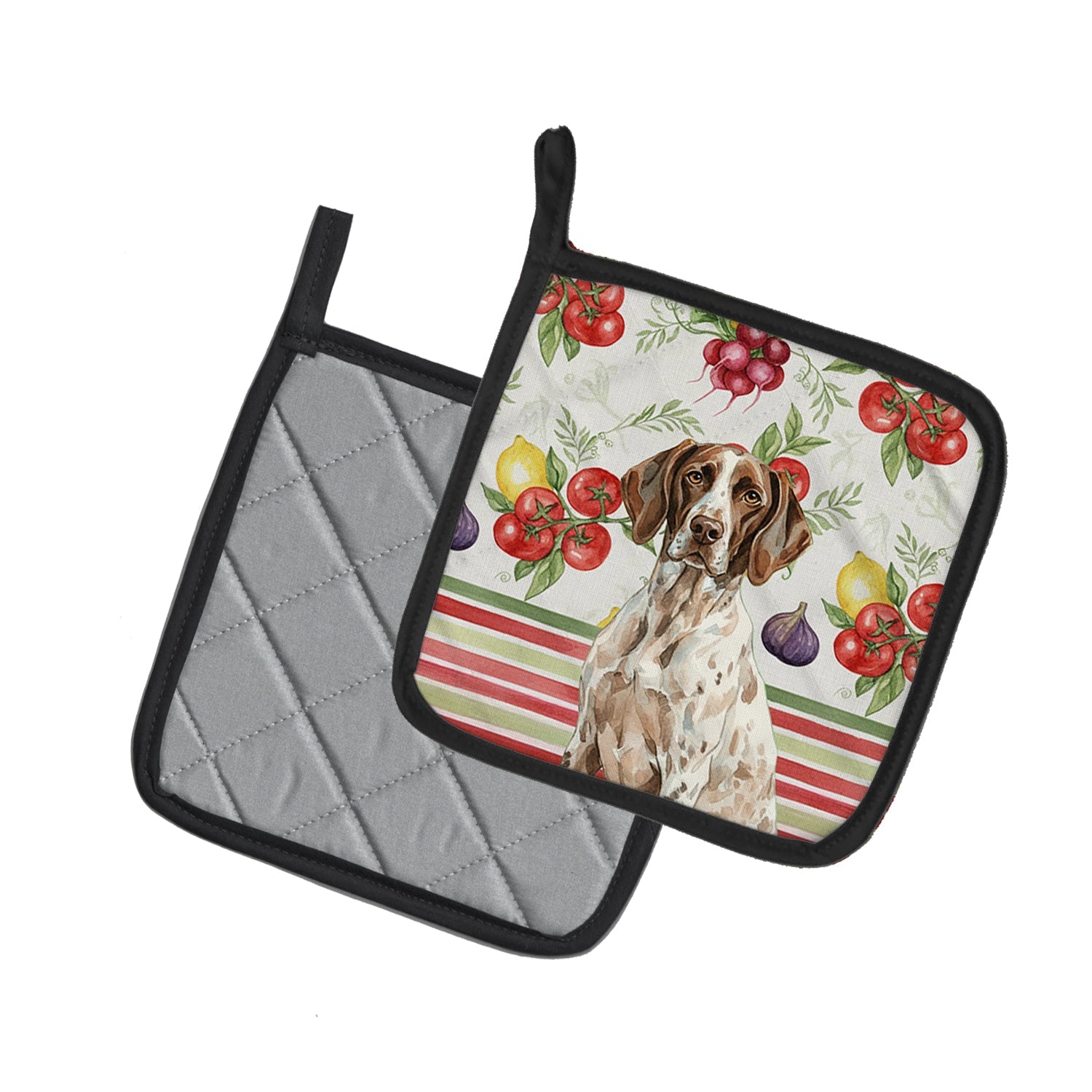 German Shorthaired Pointer Vegetables Pot Holder Set of 2 Heat Resistant Quilted Hot Pads 7.5 x 7.5 Inch, Insulated Kitchen Trivets for Cooking & Baking