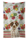 Liver and White German Wirehaired Pointer Vegetables Kitchen Towel Velour Plush Front and Cotton Loop Back Machine Washable