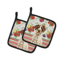 Liver and White German Wirehaired Pointer Vegetables Pot Holder Set of 2 Heat Resistant Quilted Hot Pads 7.5 x 7.5 Inch, Insulated Kitchen Trivets for Cooking & Baking