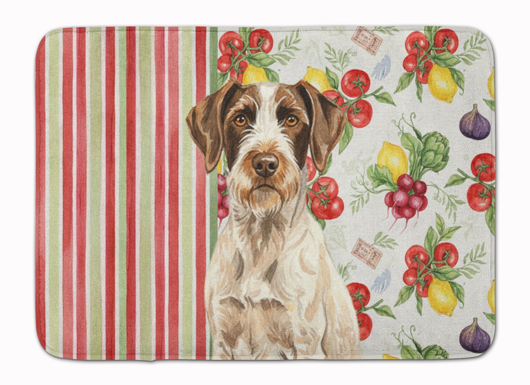 Liver and White German Wirehaired Pointer Vegetables Memory Foam Kitchen Mat Machine Washable Anti-Fatigue Cushion Comfort Bath or Kitchen Rug