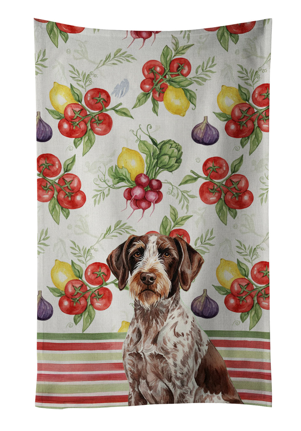 Roan German Wirehaired Pointer Vegetables Kitchen Towel Velour Plush Front and Cotton Loop Back Machine Washable