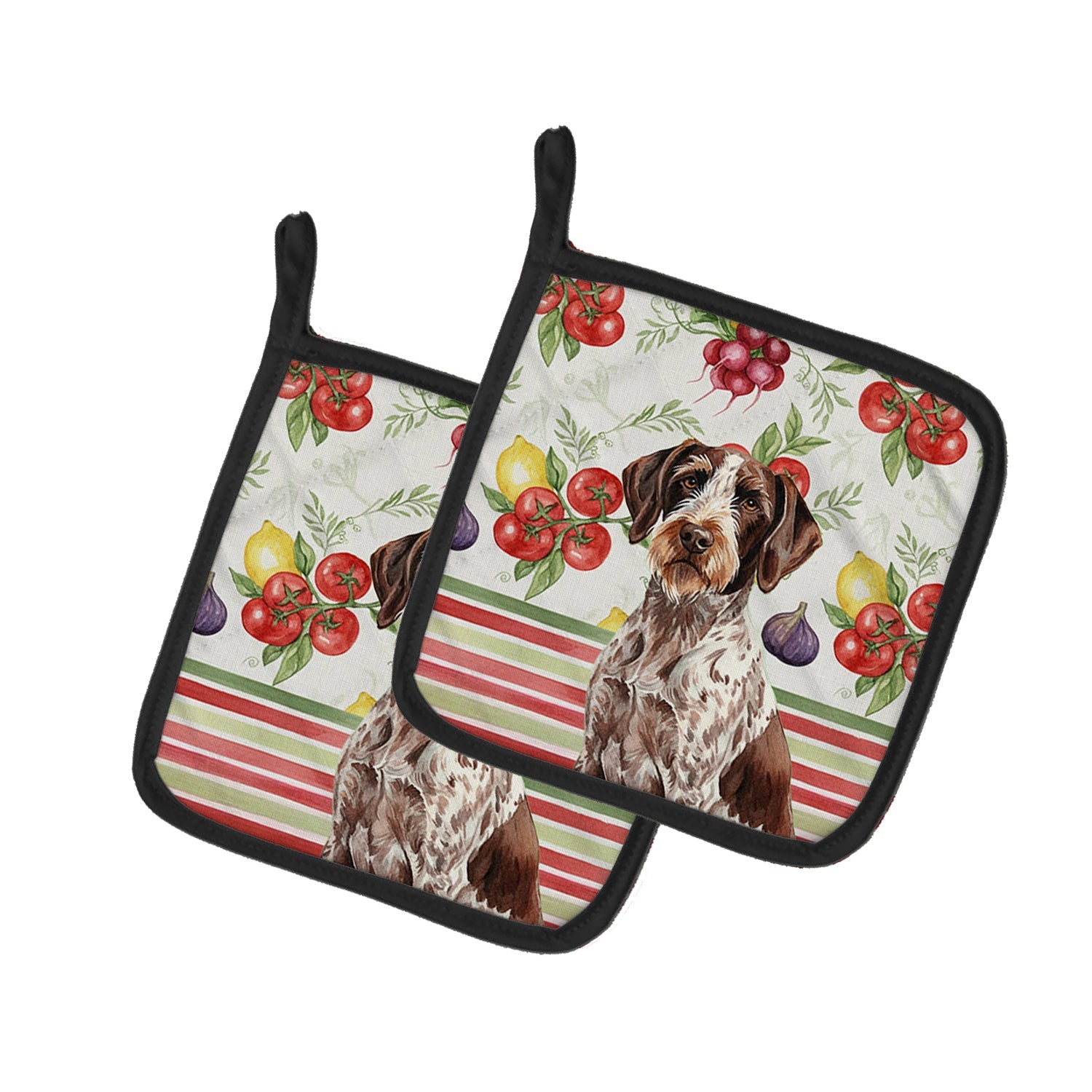 Roan German Wirehaired Pointer Vegetables Pot Holder Set of 2 Heat Resistant Quilted Hot Pads 7.5 x 7.5 Inch, Insulated Kitchen Trivets for Cooking & Baking