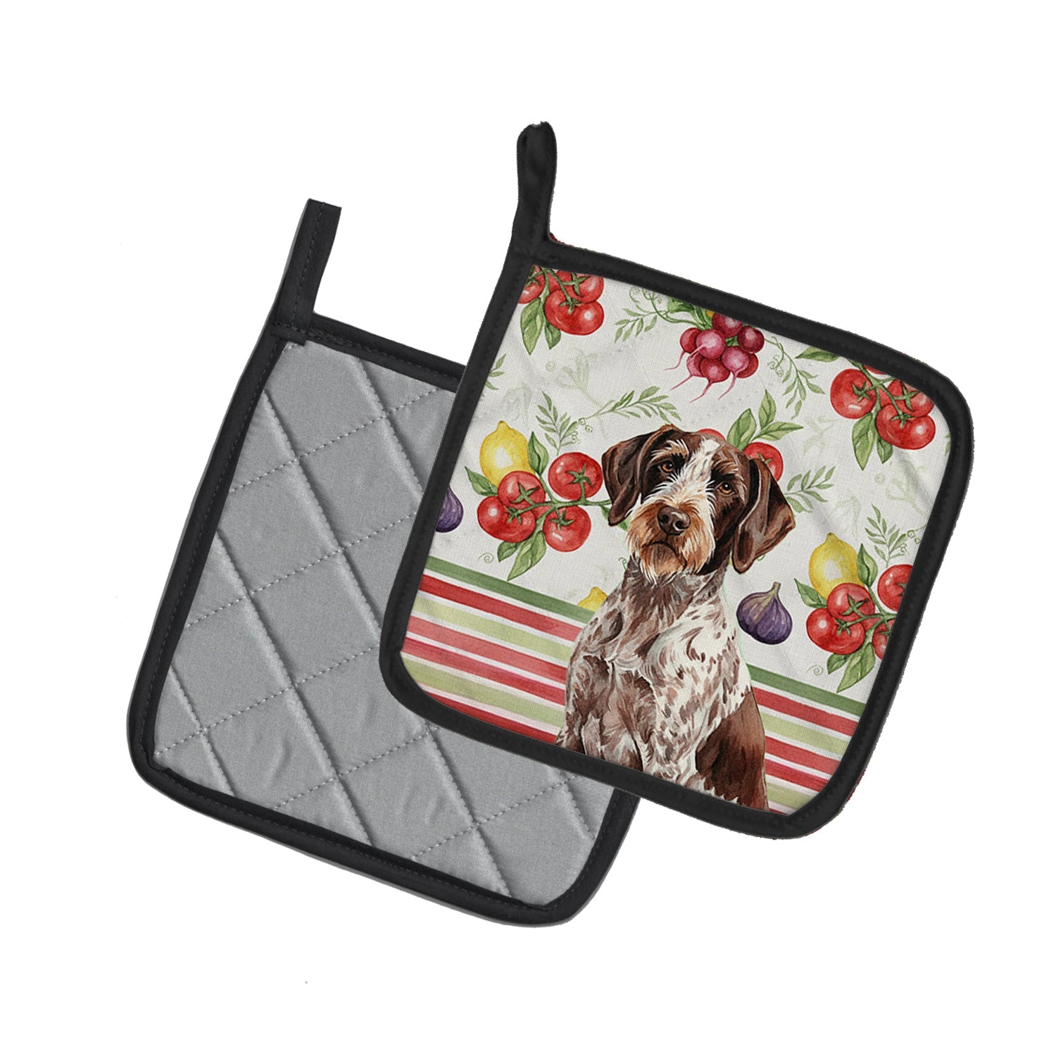 Roan German Wirehaired Pointer Vegetables Pot Holder Set of 2 Heat Resistant Quilted Hot Pads 7.5 x 7.5 Inch, Insulated Kitchen Trivets for Cooking & Baking