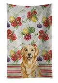Golden Retriever Vegetables Kitchen Towel Velour Plush Front and Cotton Loop Back Machine Washable