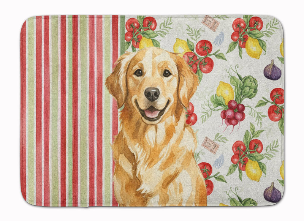 Golden Retriever Vegetables Memory Foam Kitchen Mat Machine Washable Anti-Fatigue Cushion Comfort Bath or Kitchen Rug