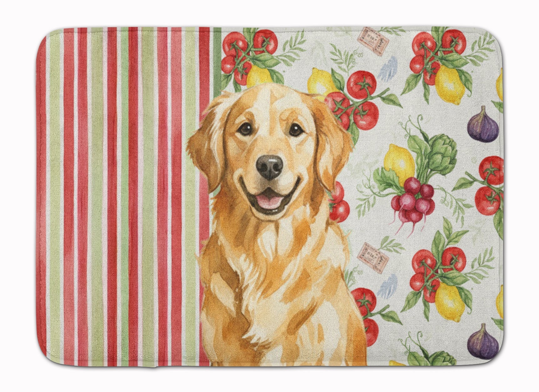 Golden Retriever Vegetables Memory Foam Kitchen Mat Machine Washable Anti-Fatigue Cushion Comfort Bath or Kitchen Rug