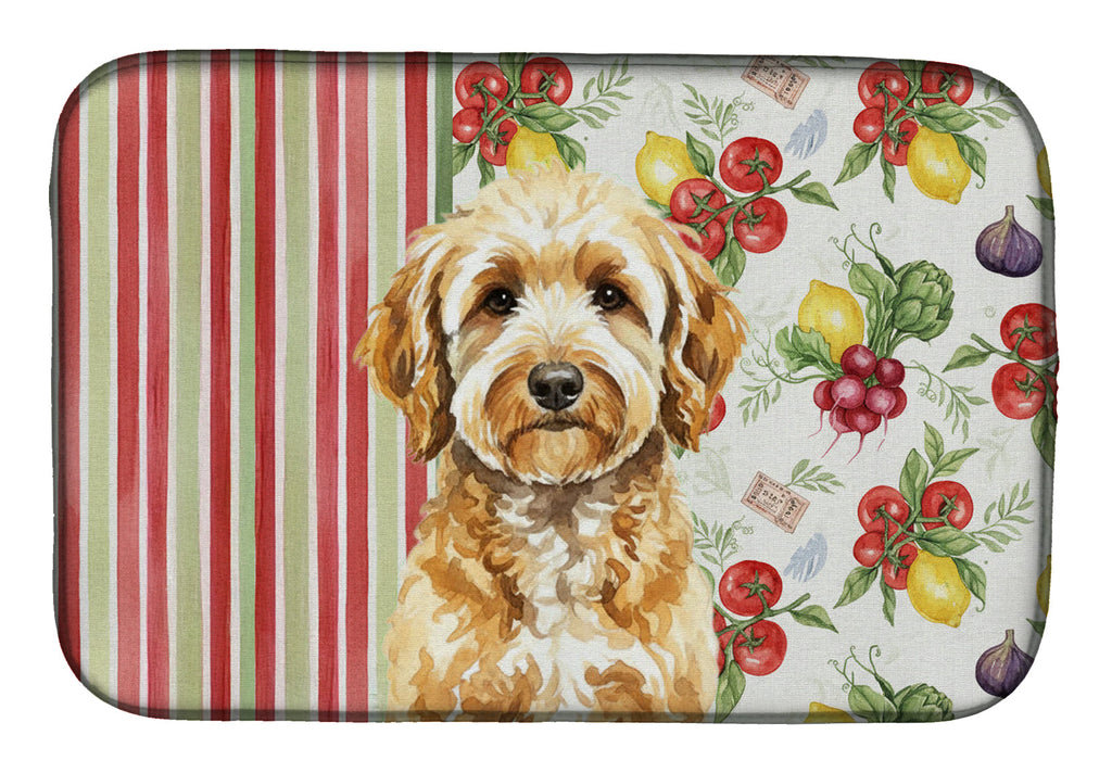Goldendoodle Vegetables Dish Drying Mat Absorbent Dish Drying Mat Pad for Kitchen Counter Dish Drainer Mat for Countertop, 14 x 21", Multicolor