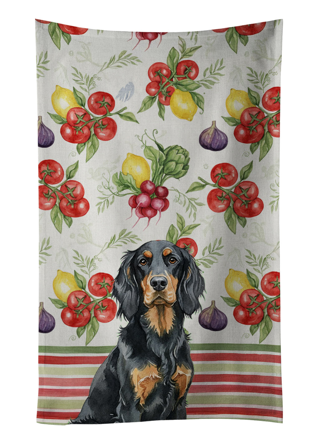 Gordon Setter Vegetables Kitchen Towel Velour Plush Front and Cotton Loop Back Machine Washable