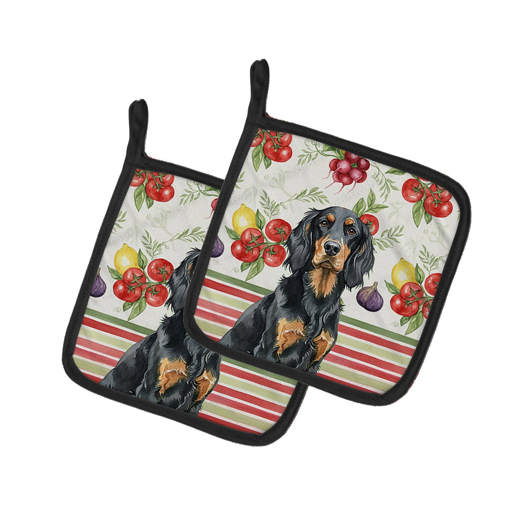 Gordon Setter Vegetables Pot Holder Set of 2 Heat Resistant Quilted Hot Pads 7.5 x 7.5 Inch, Insulated Kitchen Trivets for Cooking & Baking