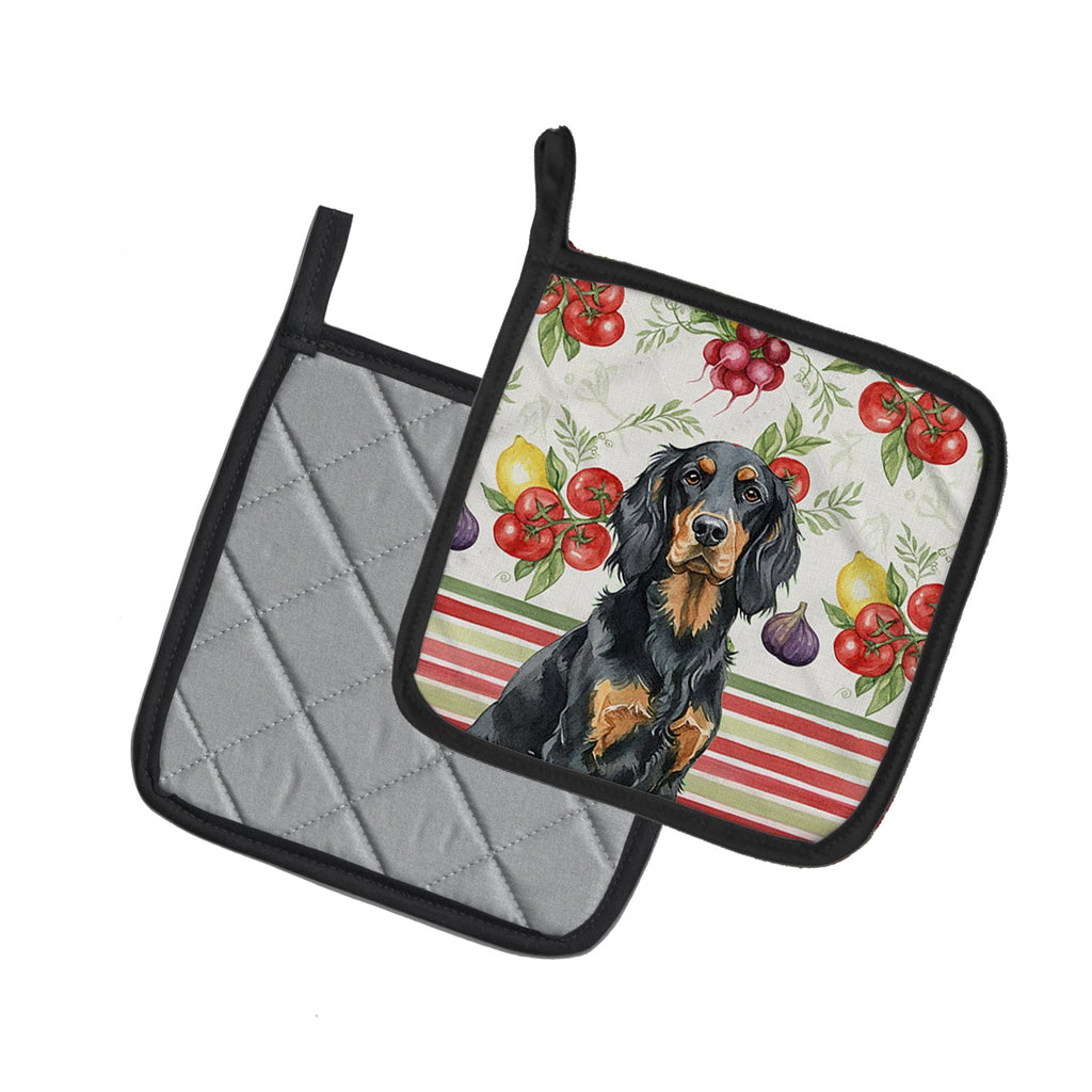 Gordon Setter Vegetables Pot Holder Set of 2 Heat Resistant Quilted Hot Pads 7.5 x 7.5 Inch, Insulated Kitchen Trivets for Cooking & Baking