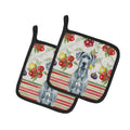 Blue Great Dane Vegetables Pot Holder Set of 2 Heat Resistant Quilted Hot Pads 7.5 x 7.5 Inch, Insulated Kitchen Trivets for Cooking & Baking