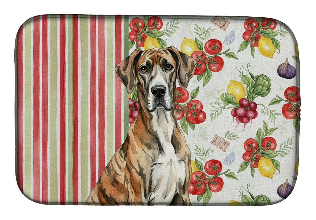 Brindle Great Dane Vegetables Dish Drying Mat Absorbent Dish Drying Mat Pad for Kitchen Counter Dish Drainer Mat for Countertop, 14 x 21", Multicolor