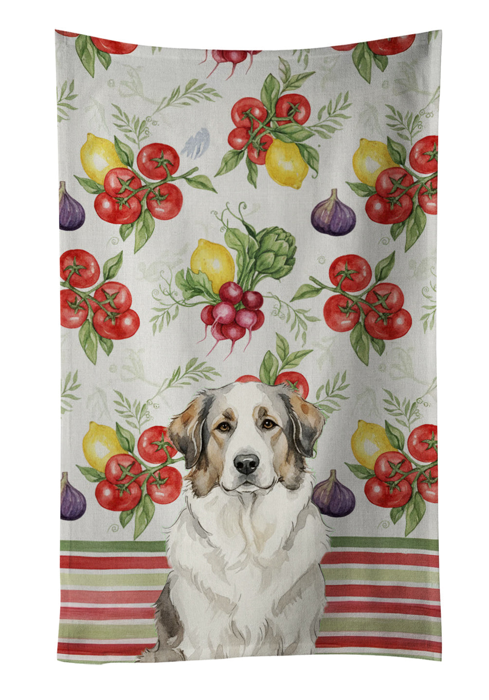 Badger Great Pyrenees Vegetables Kitchen Towel Velour Plush Front and Cotton Loop Back Machine Washable