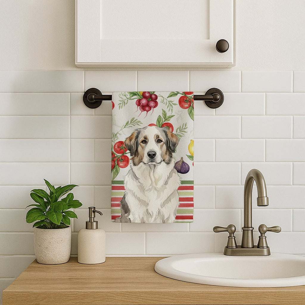 Badger Great Pyrenees Vegetables Kitchen Towel Velour Plush Front and Cotton Loop Back Machine Washable