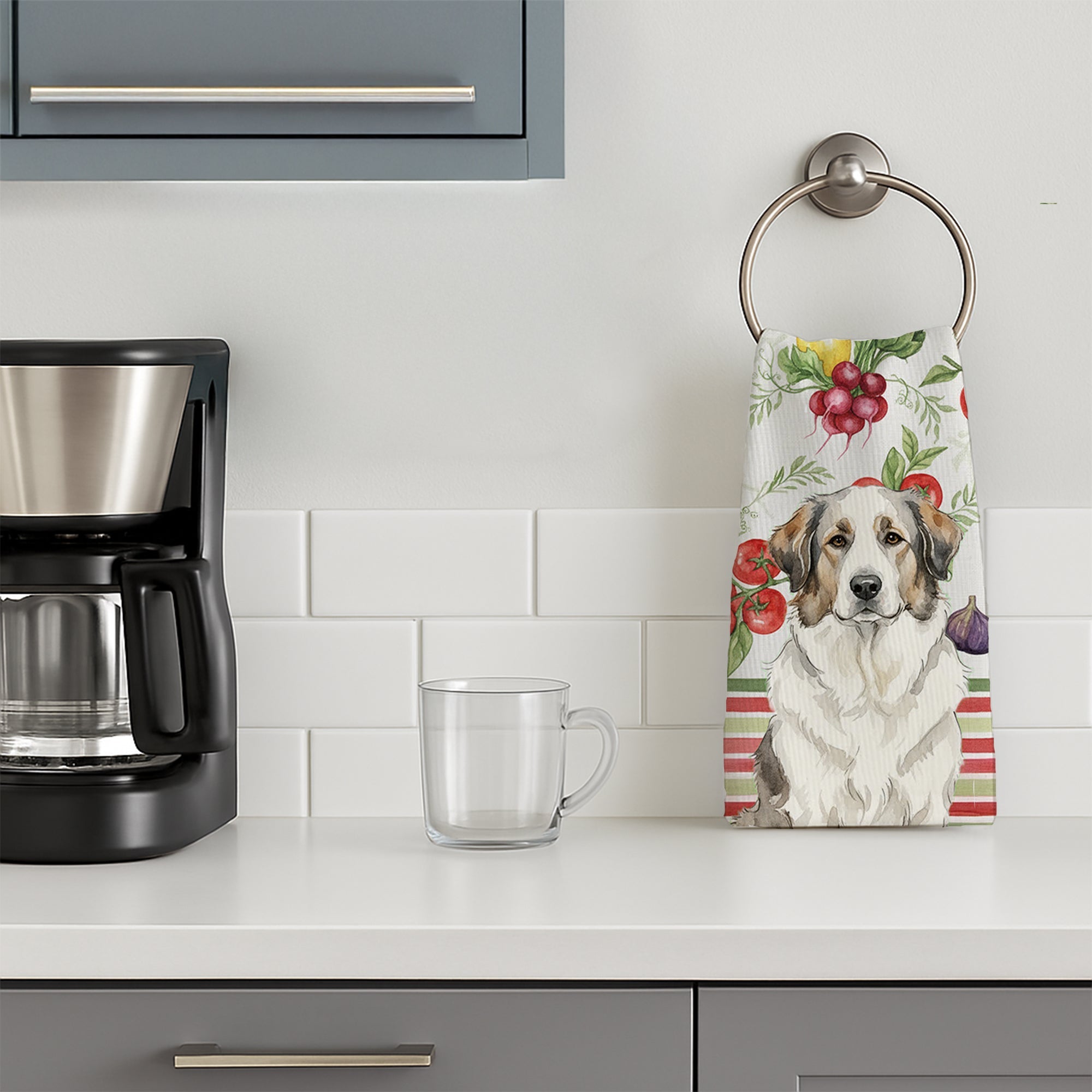 Badger Great Pyrenees Vegetables Kitchen Towel Velour Plush Front and Cotton Loop Back Machine Washable
