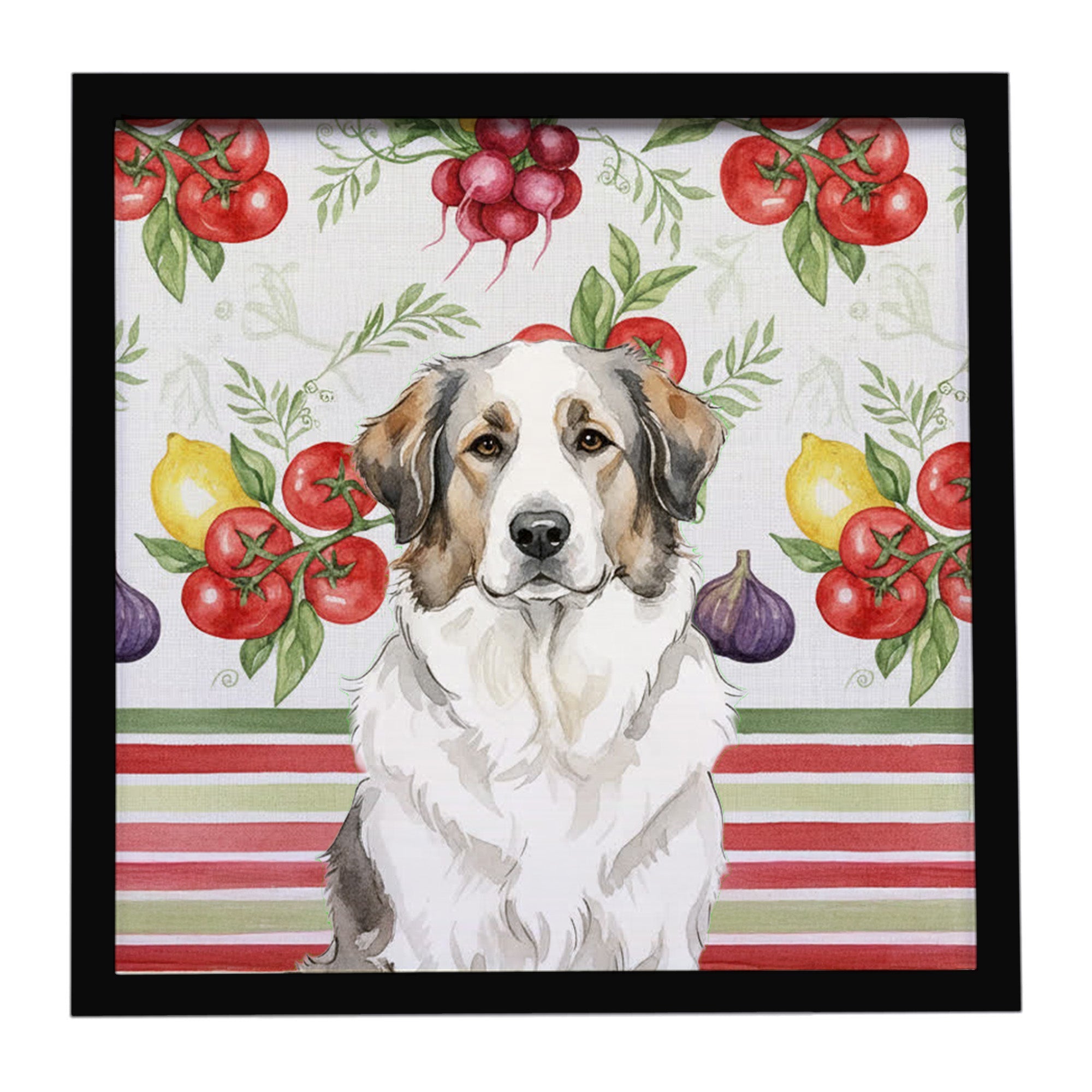 Badger Great Pyrenees Vegetables Framed Metal Print Bathroom, Kitchen, Office, Home Decor Wall Art Ready to Hang, Square, 8X8