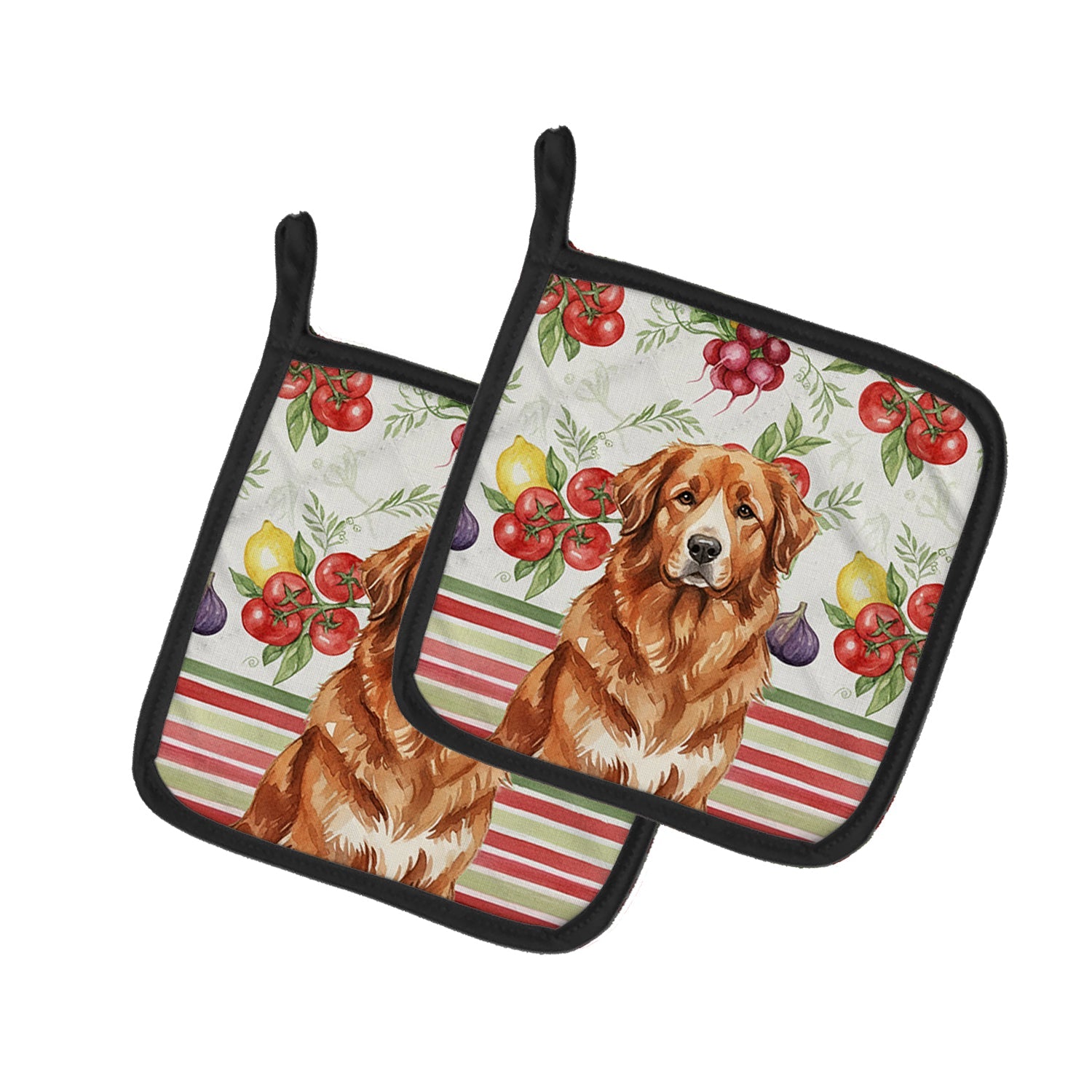 Reddish Brown Great Pyrenees Vegetables Pot Holder Set of 2 Heat Resistant Quilted Hot Pads 7.5 x 7.5 Inch, Insulated Kitchen Trivets for Cooking & Baking