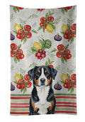 Greater Swiss Mountain Dog Vegetables Kitchen Towel Velour Plush Front and Cotton Loop Back Machine Washable