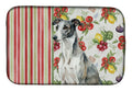 Black and White Greyhound Vegetables Dish Drying Mat Absorbent Dish Drying Mat Pad for Kitchen Counter Dish Drainer Mat for Countertop, 14 x 21", Multicolor