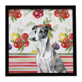 Black and White Greyhound Vegetables Framed Metal Print Bathroom, Kitchen, Office, Home Decor Wall Art Ready to Hang, Square, 8X8