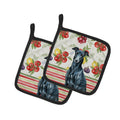 Black Greyhound Vegetables Pot Holder Set of 2 Heat Resistant Quilted Hot Pads 7.5 x 7.5 Inch, Insulated Kitchen Trivets for Cooking & Baking