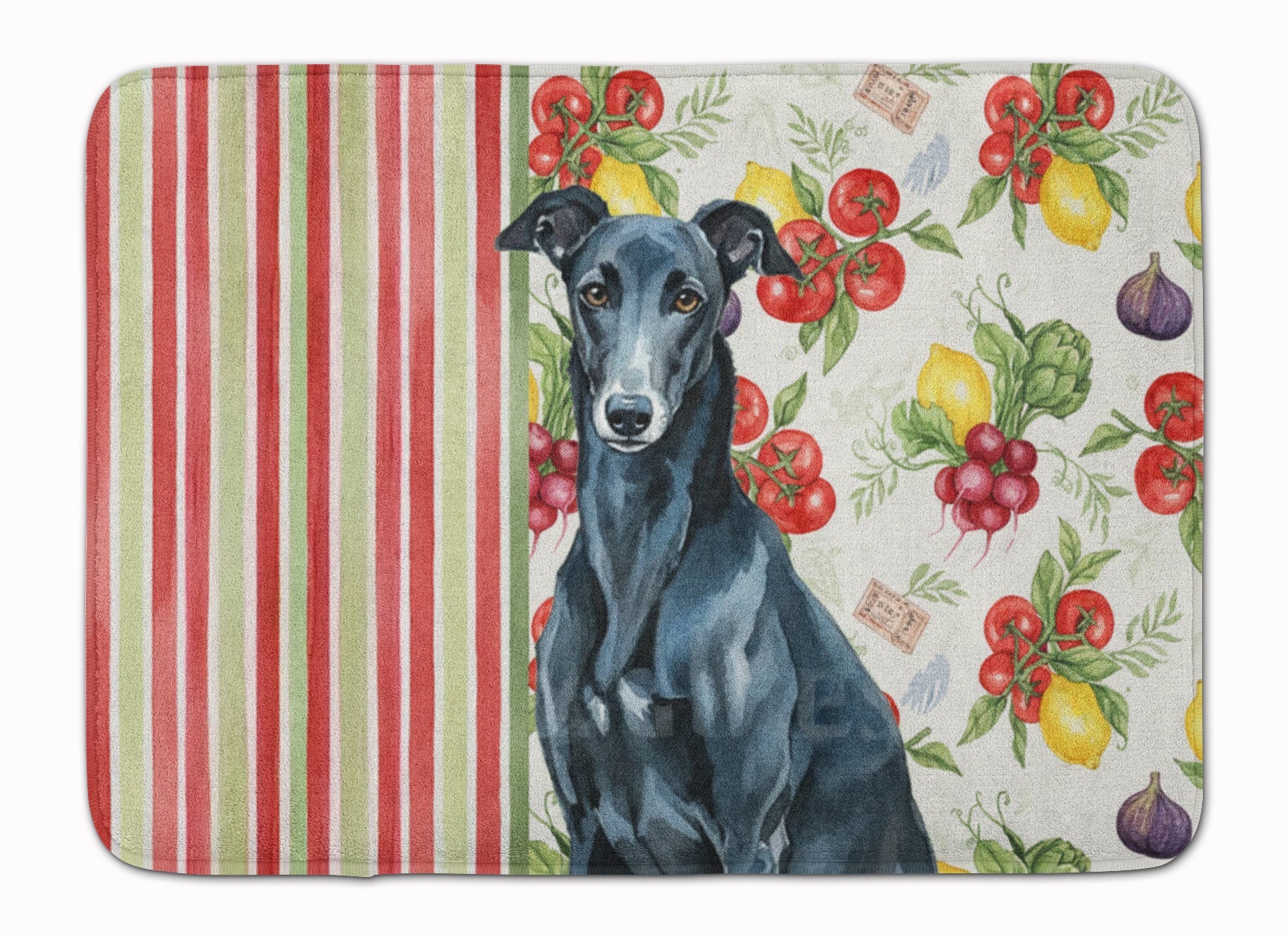 Black Greyhound Vegetables Memory Foam Kitchen Mat Machine Washable Anti-Fatigue Cushion Comfort Bath or Kitchen Rug