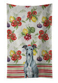Blue Brindle Greyhound Vegetables Kitchen Towel Velour Plush Front and Cotton Loop Back Machine Washable